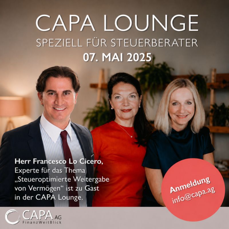Francesco Lo Cicero, Experte für das Thema „Steueroptimierte Weitergabe von Vermögen", Angelika Henker und Coleen Trebschick.